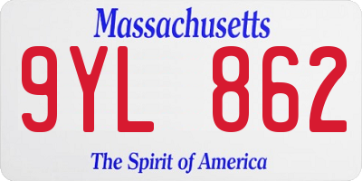 MA license plate 9YL862
