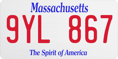 MA license plate 9YL867