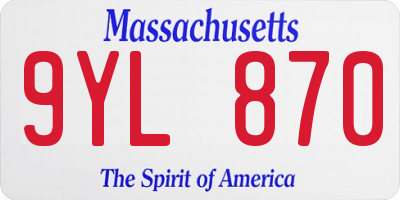 MA license plate 9YL870