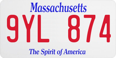 MA license plate 9YL874