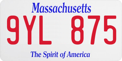 MA license plate 9YL875