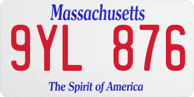 MA license plate 9YL876