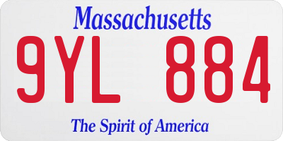 MA license plate 9YL884