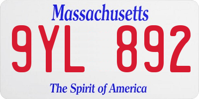 MA license plate 9YL892