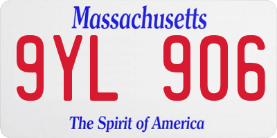 MA license plate 9YL906