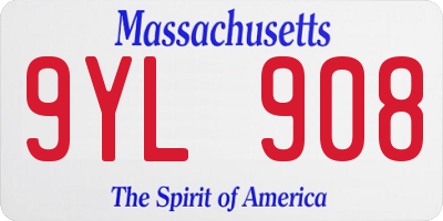 MA license plate 9YL908