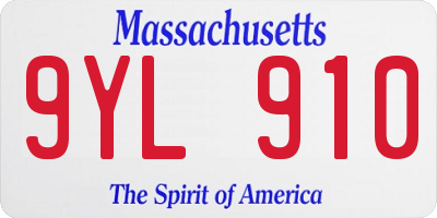 MA license plate 9YL910