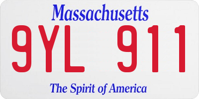 MA license plate 9YL911