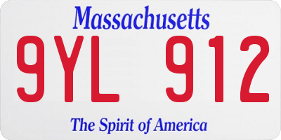MA license plate 9YL912