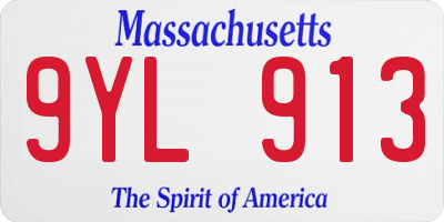 MA license plate 9YL913