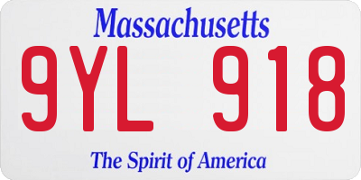 MA license plate 9YL918