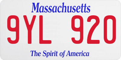 MA license plate 9YL920
