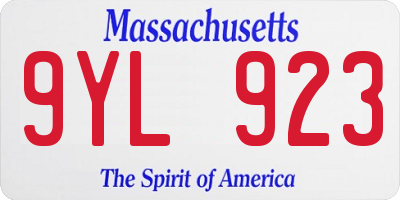 MA license plate 9YL923
