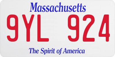 MA license plate 9YL924