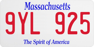MA license plate 9YL925