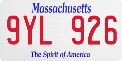 MA license plate 9YL926