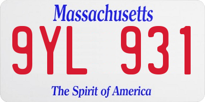 MA license plate 9YL931