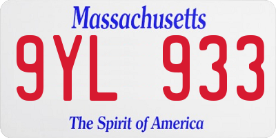 MA license plate 9YL933