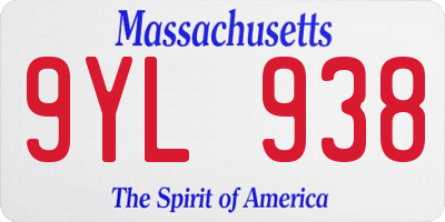 MA license plate 9YL938