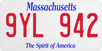 MA license plate 9YL942