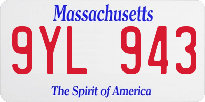 MA license plate 9YL943
