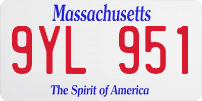 MA license plate 9YL951