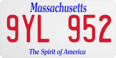 MA license plate 9YL952