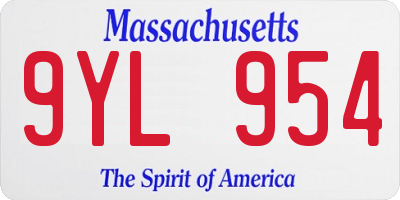 MA license plate 9YL954