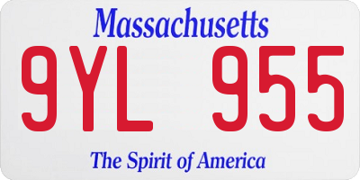 MA license plate 9YL955
