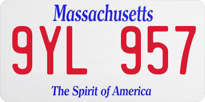 MA license plate 9YL957