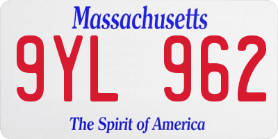 MA license plate 9YL962