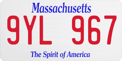 MA license plate 9YL967