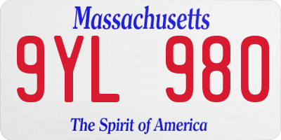 MA license plate 9YL980