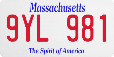 MA license plate 9YL981
