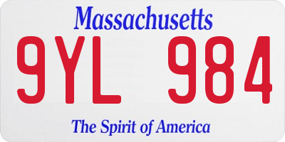 MA license plate 9YL984