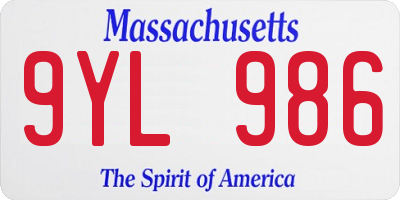 MA license plate 9YL986