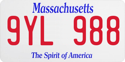 MA license plate 9YL988