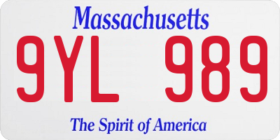 MA license plate 9YL989