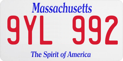 MA license plate 9YL992