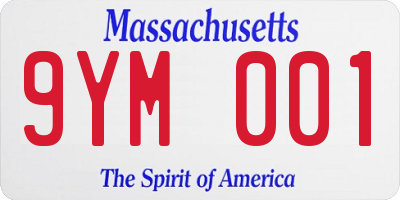 MA license plate 9YM001