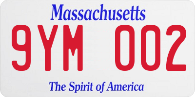 MA license plate 9YM002