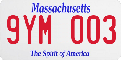 MA license plate 9YM003