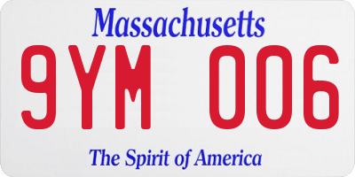 MA license plate 9YM006