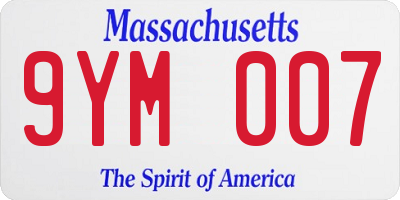 MA license plate 9YM007