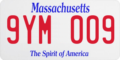 MA license plate 9YM009