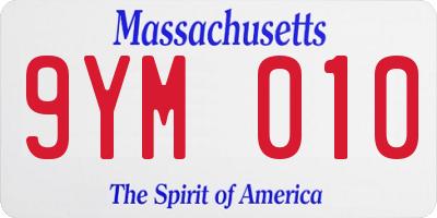 MA license plate 9YM010