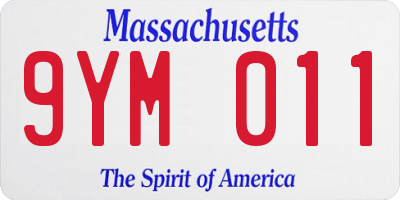 MA license plate 9YM011