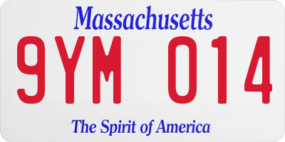 MA license plate 9YM014