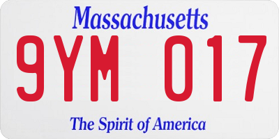 MA license plate 9YM017