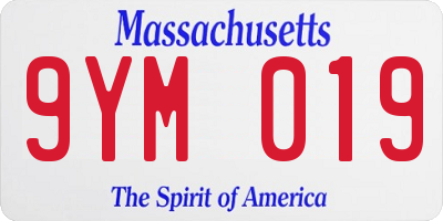 MA license plate 9YM019